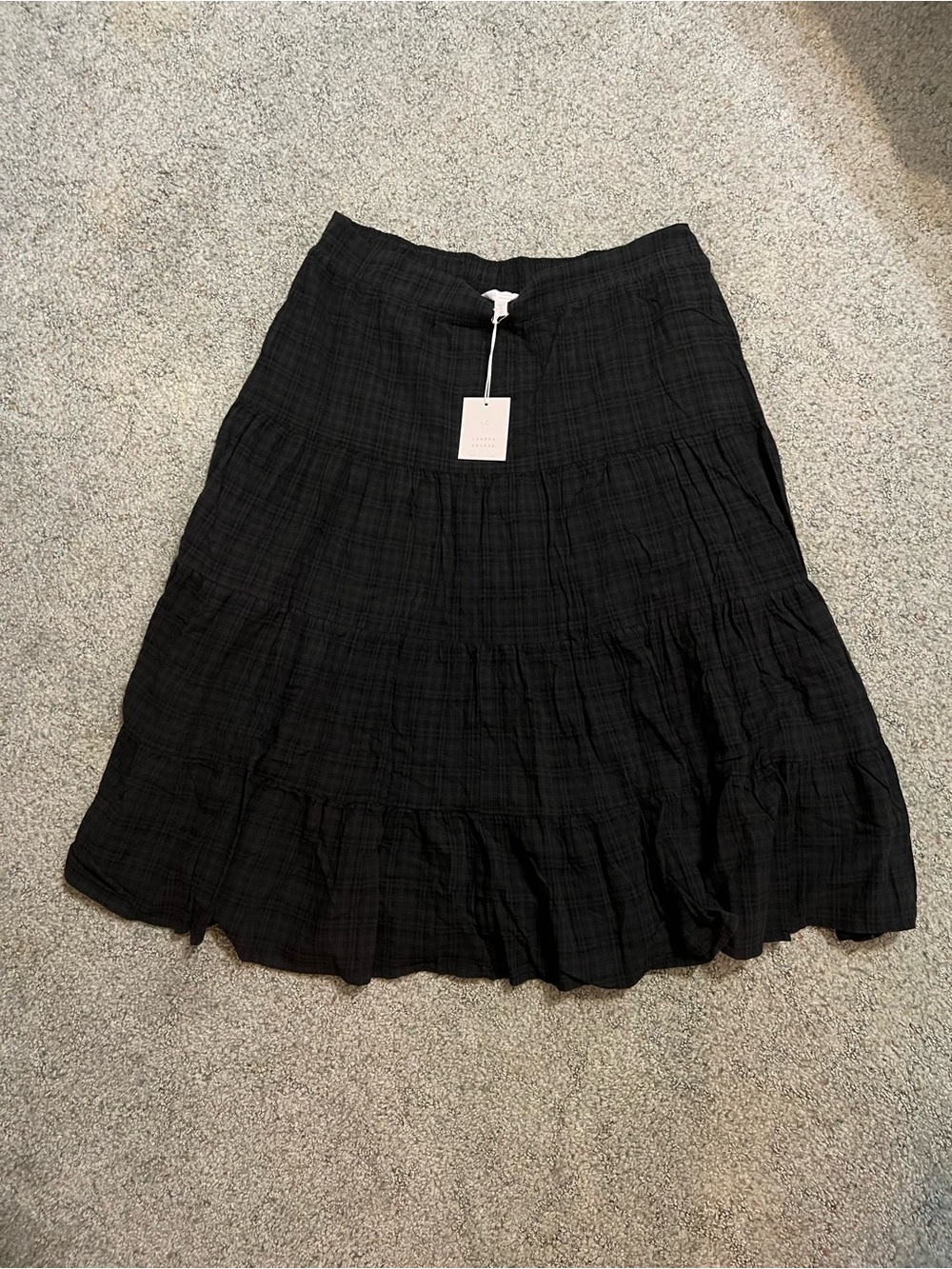 LC Lauren Conrad Black Tiered Midi Skirt